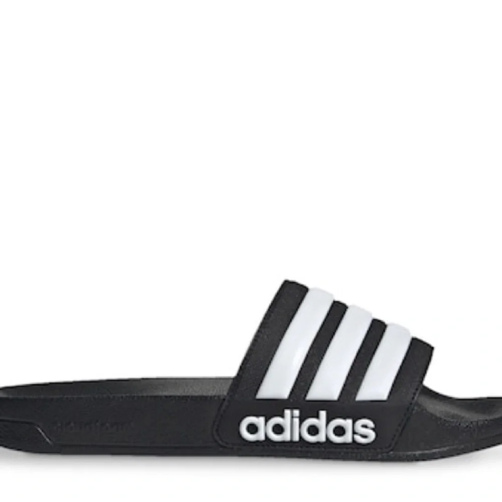 Adidas Black and White Striped Slides size 11